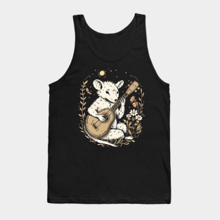 Retro Funny Possum Opossum playing the banjo Opossums Meme Tank Top